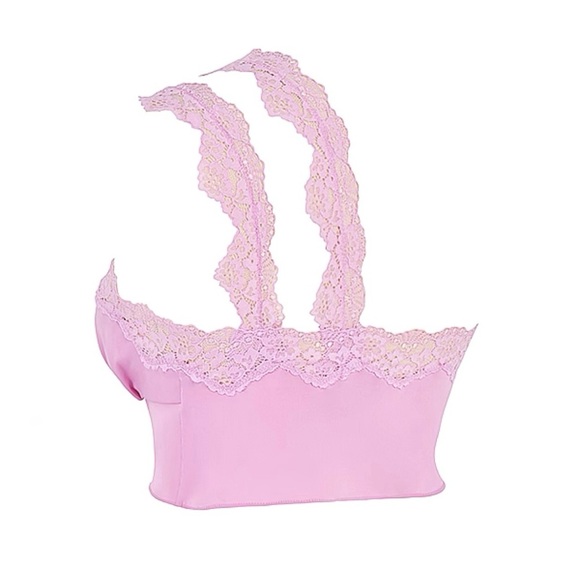 NWT house of cb lorena pink floaty cropped top medium in pink - Picture 4 of 8